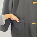 Second-Hand - Donna Karan Gold Button Funnel Neck Coat Size S - SwapUp