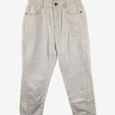 Second-Hand - GOELIA Cream Panelled Contrast Stitch Jeans Size 8 - SwapUp