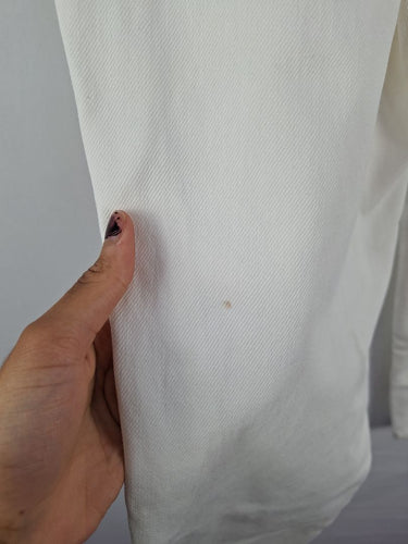 Second-Hand - GOELIA Cream Panelled Contrast Stitch Jeans Size 8 - SwapUp