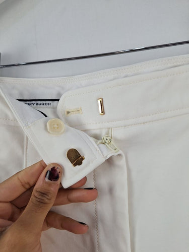 Second-Hand - Tory Burch Crisp White Tailored Office Pants Size S - SwapUp