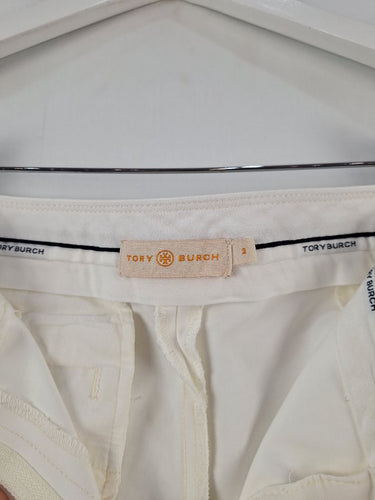Second-Hand - Tory Burch Crisp White Tailored Office Pants Size S - SwapUp