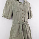 Second-Hand - Paige Olive Denim Button Up Playsuit Size 6 - SwapUp