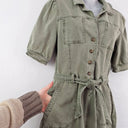 Second-Hand - Paige Olive Denim Button Up Playsuit Size 6 - SwapUp