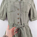 Second-Hand - Paige Olive Denim Button Up Playsuit Size 6 - SwapUp