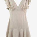 Second-Hand - Finders Cream Pinstripe Flutter Sleeve Dress Size S - SwapUp