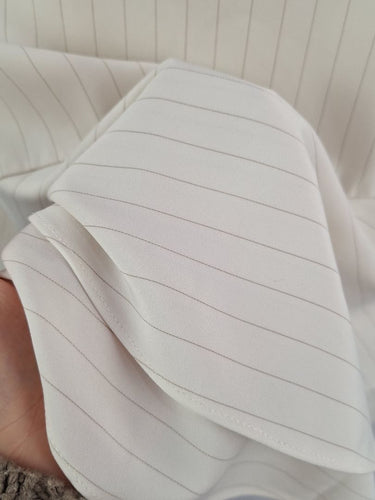 Second-Hand - Finders Cream Pinstripe Flutter Sleeve Dress Size S - SwapUp