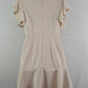 Second-Hand - Finders Cream Pinstripe Flutter Sleeve Dress Size S - SwapUp
