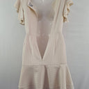 Second-Hand - Finders Cream Pinstripe Flutter Sleeve Dress Size S - SwapUp