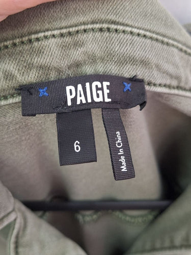 Second-Hand - Paige Olive Denim Button Up Playsuit Size 6 - SwapUp