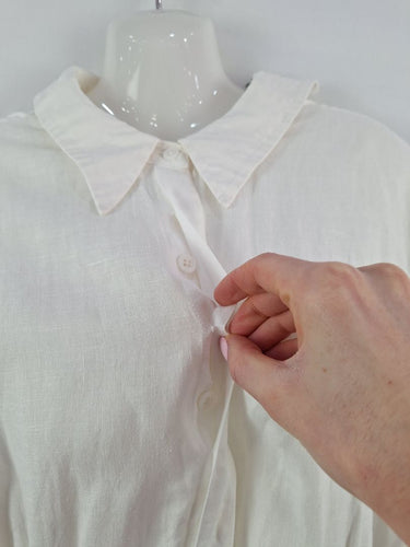 Second-Hand - Sau Lee Ruched Mini Linen Shirt Dress Size 8 - SwapUp
