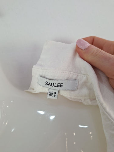 Second-Hand - Sau Lee Ruched Mini Linen Shirt Dress Size 8 - SwapUp
