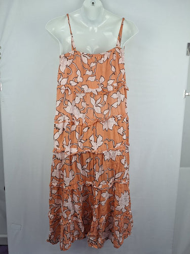 Second-Hand - Holiday Strappy Tiered Floral MIdi Dress Size L - SwapUp