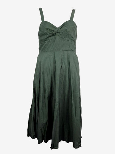 Henry Oscar Ruched  Olive Delphine Midi Dress Size 14