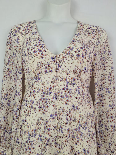Second-Hand - Savel Graceful Purple Floral Day Dress Size 12 - SwapUp