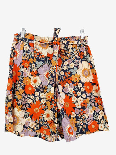 Princess Highway Paper Bag Linen Blend Floral Casual Shorts Size 14
