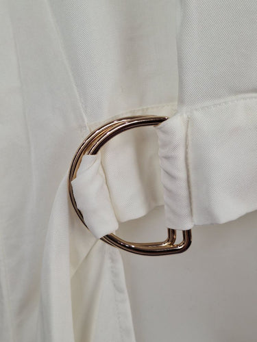 Second-Hand - Premonition Crisp White Gold Buckle Cross Top Size 6 - SwapUp