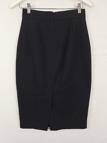 Second-Hand - Cue Black Side Panel Midi Skirt Size 8 - SwapUp