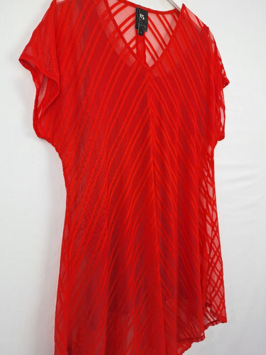 Second-Hand - Taking Shape Fiery Dual Layer Asymmetric Midi Dress Size S - SwapUp