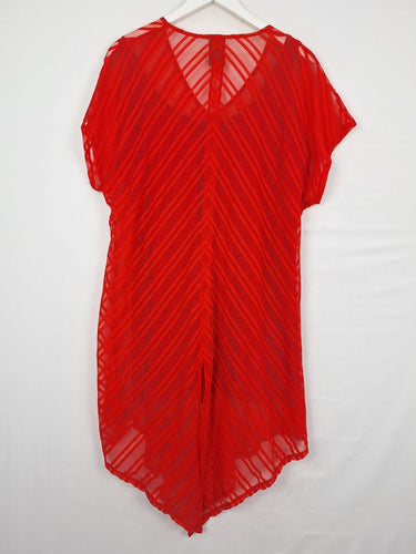 Second-Hand - Taking Shape Fiery Dual Layer Asymmetric Midi Dress Size S - SwapUp