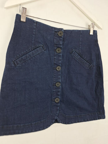 Second-Hand - Country Road Dark Indigo Front Button Mini Skirt Size 10 - SwapUp