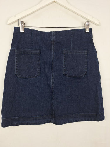 Second-Hand - Country Road Dark Indigo Front Button Mini Skirt Size 10 - SwapUp