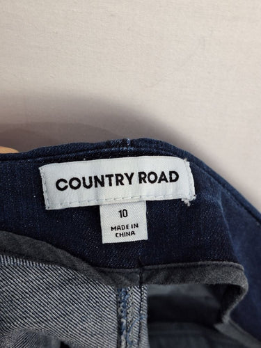 Second-Hand - Country Road Dark Indigo Front Button Mini Skirt Size 10 - SwapUp