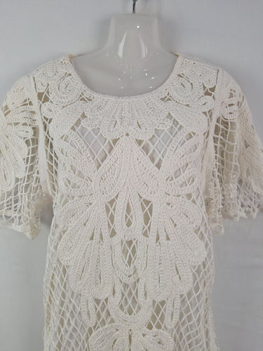 Second-Hand - Witchery White Beachy Crochet Mini Dress Size 10 - SwapUp