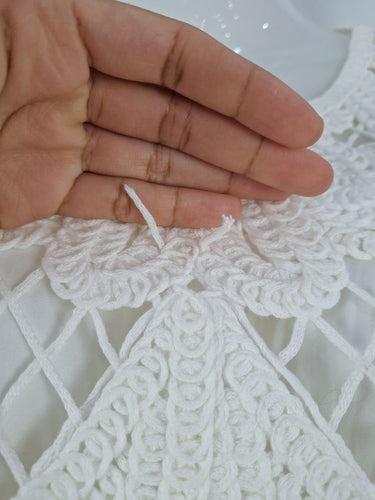 Second-Hand - Witchery White Beachy Crochet Mini Dress Size 10 - SwapUp
