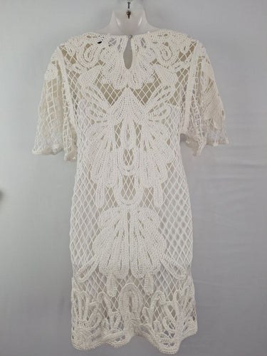 Second-Hand - Witchery White Beachy Crochet Mini Dress Size 10 - SwapUp