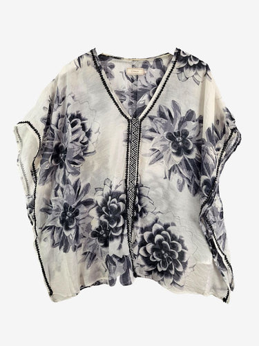Cream Smokey Floral Light Summer Top Size XL