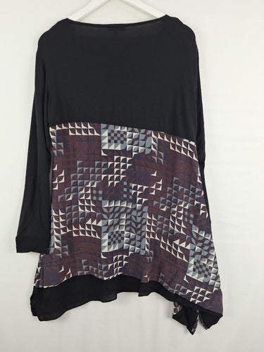 Second-Hand - M.E.L Geo Silk Patterned Top Size 12 - SwapUp