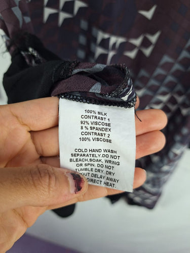 Second-Hand - M.E.L Geo Silk Patterned Top Size 12 - SwapUp