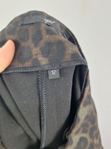 Second-Hand - Up! Dark Leopard Staggered Hem Pants Size 12 - SwapUp