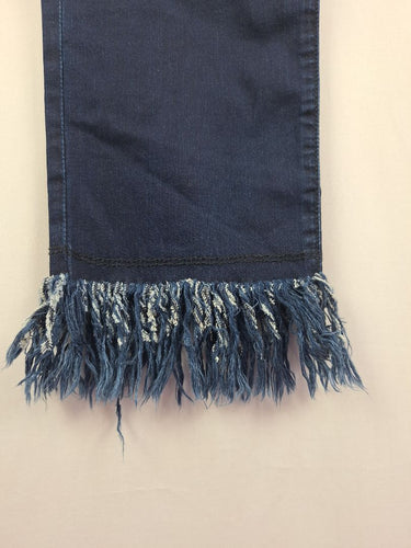 Second-Hand - New London Jeans Dark Indigo Fringe Hem Jeans Size 14 - SwapUp