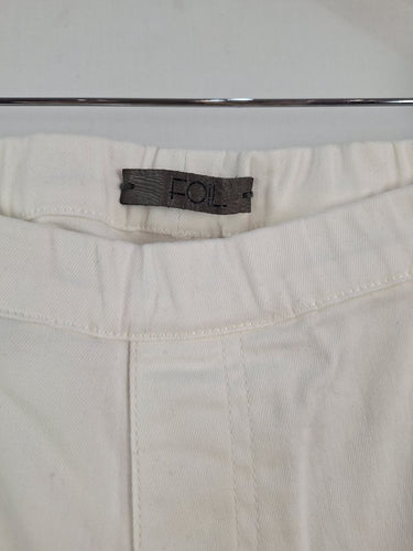Second-Hand - Foil White Elastic Waist Denim Pants Size 14 - SwapUp
