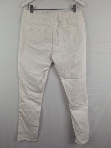 Second-Hand - Foil White Elastic Waist Denim Pants Size 14 - SwapUp