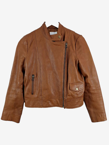 Gorman Asymmetrical Tan Leather Jacket Size 8