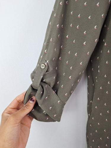 Second-Hand - Hobbs Olive Boat Shirt Dress Size 8 - SwapUp