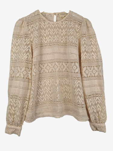 Sézane Off White Crochet Longsleeve Top Size 12