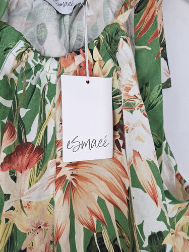 Second-Hand - Esmaee Tropicana Linen Blend Top Size M - SwapUp