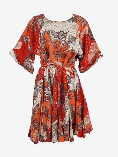 Country Road Apricot Paisley Flutter Mini Dress Size 12