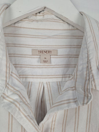 Second-Hand - Trenery Beachy Cream Cotton Button Up Shirt Size 16 - SwapUp