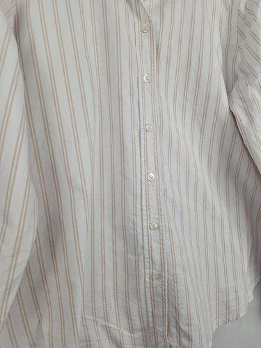Second-Hand - Trenery Beachy Cream Cotton Button Up Shirt Size 16 - SwapUp