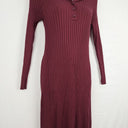 Second-Hand - Seed Deep Grape Ribbed Long Sleeve Dress Size M - SwapUp