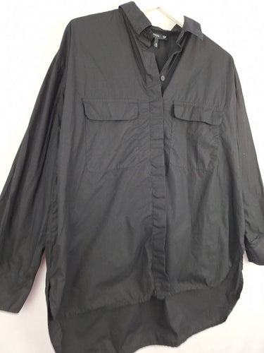 Second-Hand - Decjuba Black Cotton Oversized Elevated Shirt Size XXS - SwapUp