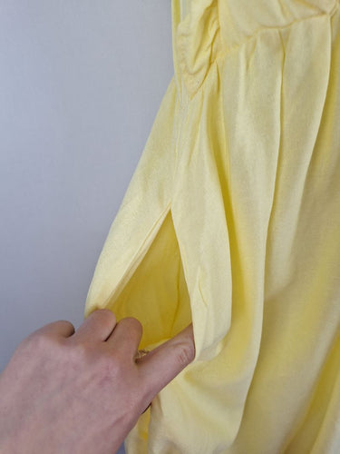 Second-Hand - Proud Poppy Limoncello Shirred Linen Blend Dress Size 16 - SwapUp