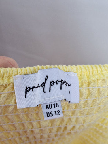 Second-Hand - Proud Poppy Limoncello Shirred Linen Blend Dress Size 16 - SwapUp