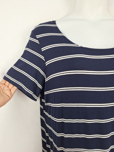 Second-Hand - Layer'd Navy Classic Striped Midi Dress Size XL - SwapUp