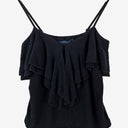 Second-Hand - Ralph Lauren Strappy Frilled Navy Textured Top Size XL - SwapUp