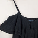 Second-Hand - Ralph Lauren Strappy Frilled Navy Textured Top Size XL - SwapUp